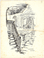 CMO10801-001 Interieur met preekstoel in de kerk van Stompetoren.Illustratie bij artikel Stompetoren blijft ...